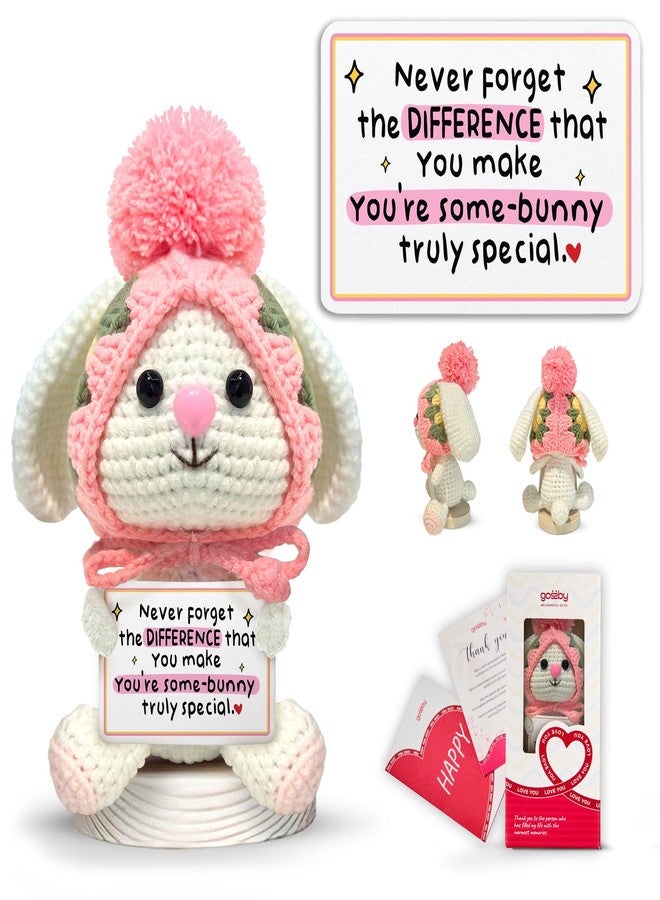 Gossby Positive Bunny Crochet - NEVER FORGET THE DIFFERENCE YOU MAKE - Inspirational Gift for Women - Christmas, Birthday, Emotional Support, Positive Energy Gift for Friend, Coworker, Teacher, Mom - Image 1